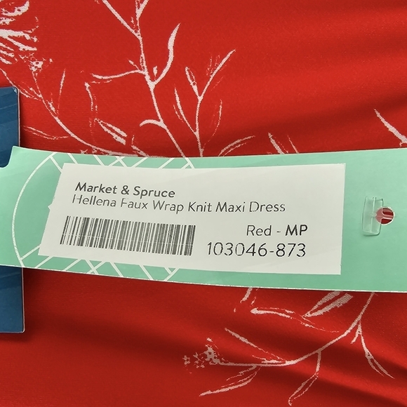 MARKET & SPRUCE Hellena Faux Wrap Red and White Knit Maxi Dress - Picture 8 of 10